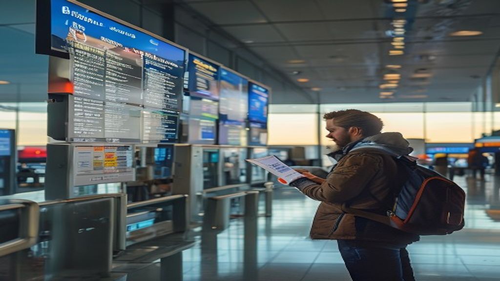A passenger boarding a flight from Belfast International Airport to Manchester, showcasing convenient UK city link