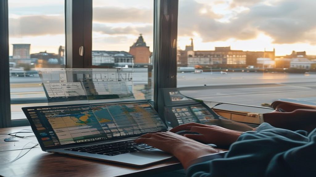 Direct flights from Birmingham to Copenhagen showcasing skyline views and comfortable cabin seats.