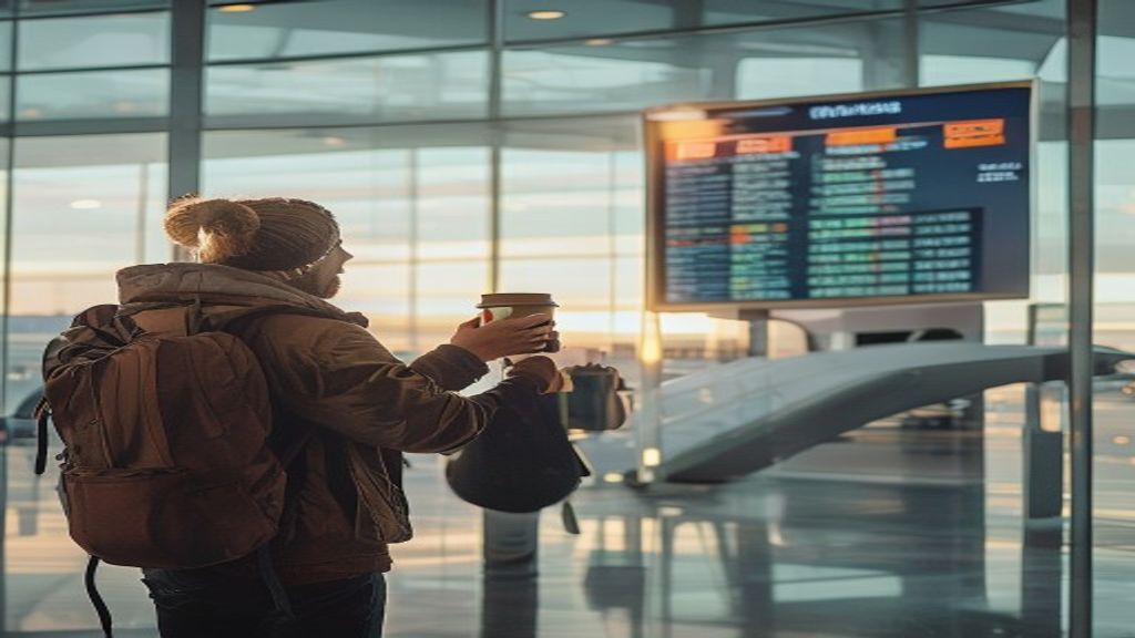 Passenger boarding a flight at Exeter Airport heading for London, highlighting a fast UK city connection