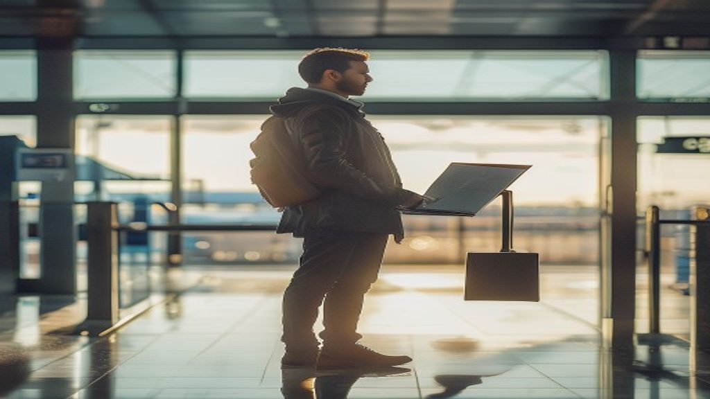 A passenger boarding a flight from Exeter Airport to London, showcasing convenient connections.