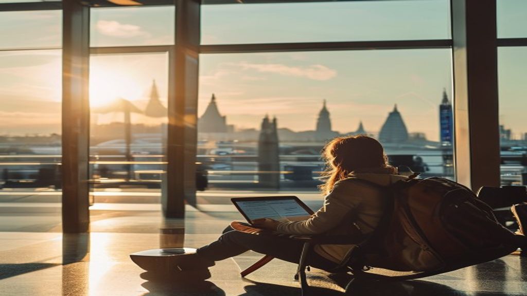 A passenger boards a flight from Exeter Airport to London, showcasing convenient short‑haul travel.