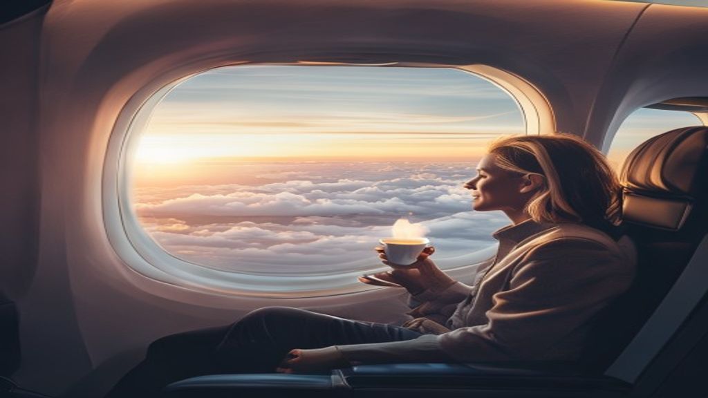 A plane soaring over clouds on a direct flight from Glasgow to Bangkok, showcasing travel route