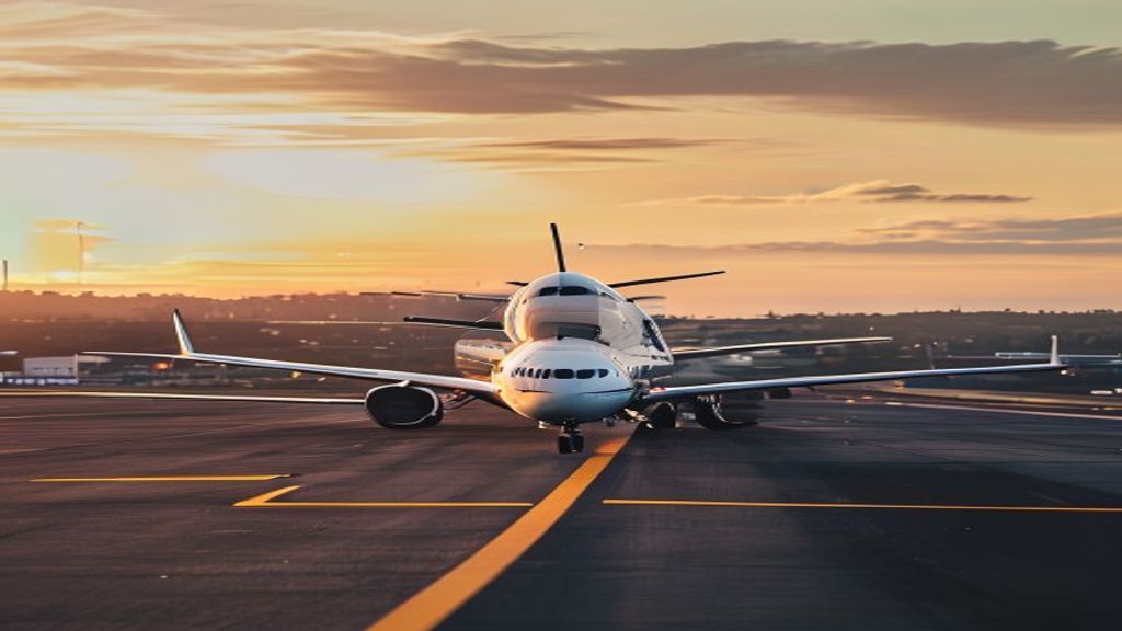 A comfortable flight departs from Leeds to Barcelona, showing the aircraft against a bright sky.