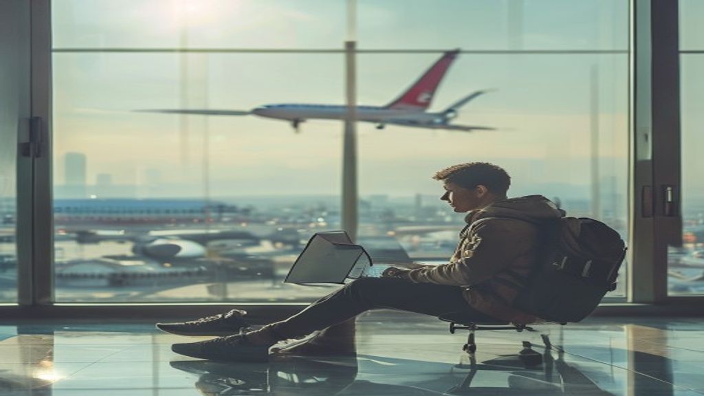 A modern airplane departs from Leeds Airport heading toward sunny Barcelona, showcasing convenient UK‑Spain travel.